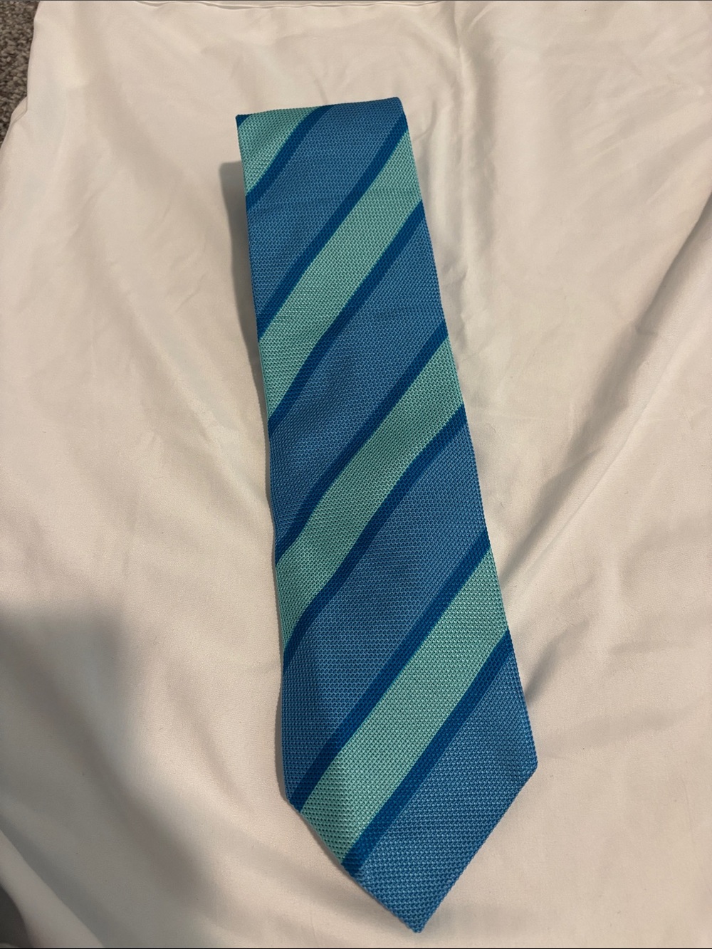 Charvet Mens Blue & Teal Diagonal Stripe Tie